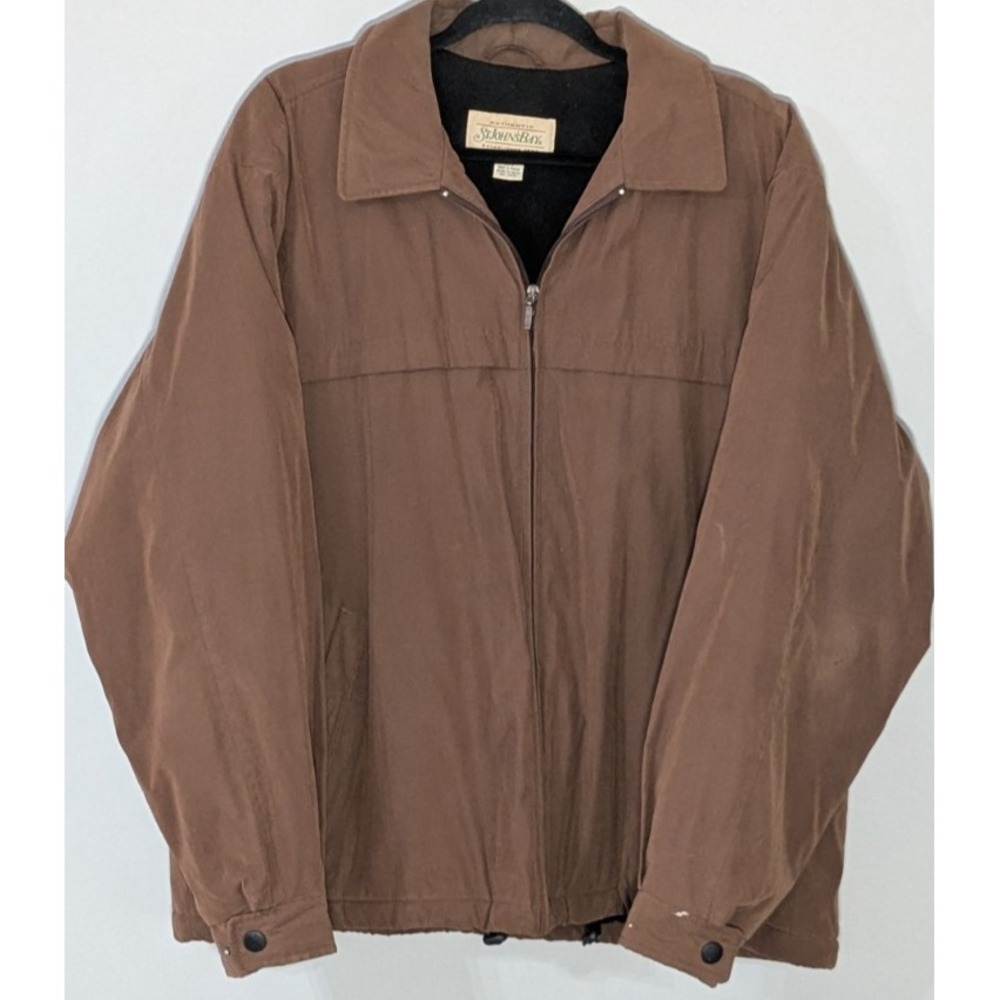 St. John's Bay Harrington Style Bomber Jacket Fleece Lined Brown Vintage L